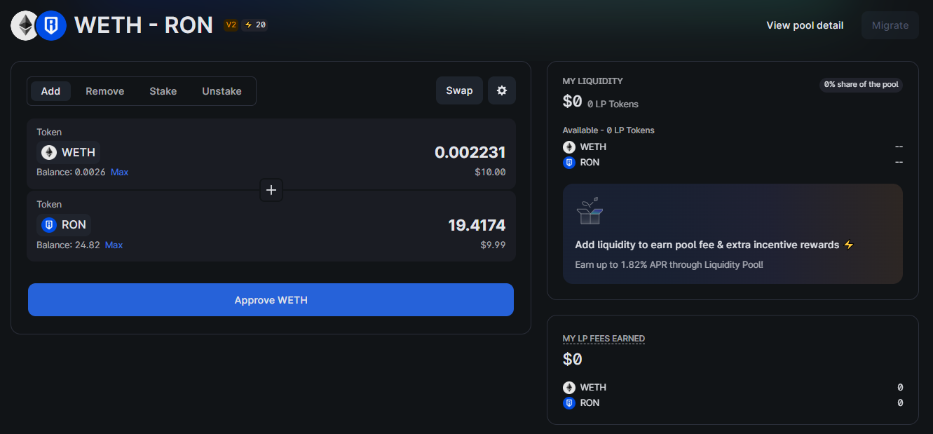 Guía de Liquidity Pools en Katana – Ronin